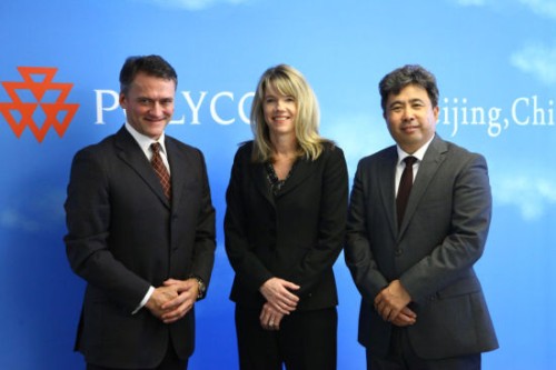 Polycom��̫�^(q��)�����ձȺ����������ޅ^(q��)����Hansjoerg Wagner (��һ)��Polycomȫ���N�ۈ�(zh��)�и�����Tracey Newell(����)��Polycom�Ї��^(q��)����(j��ng)�����(��һ)